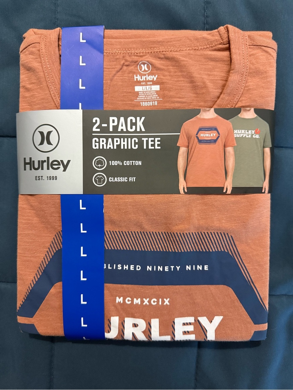 NWT - Hurley Men’s Rust Orange and green Graphic Tee - Pack of 2
